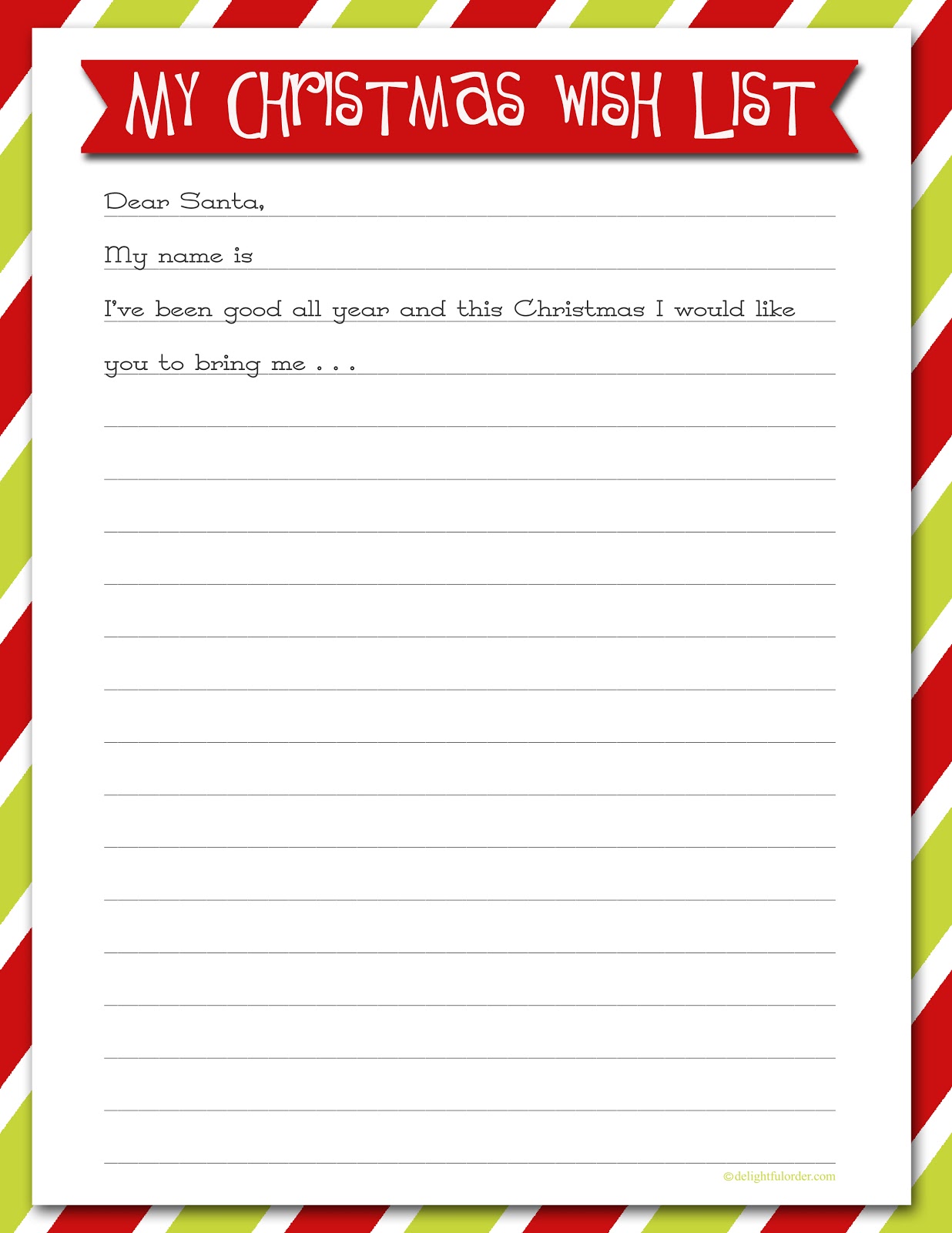 Kids Christmas List Template