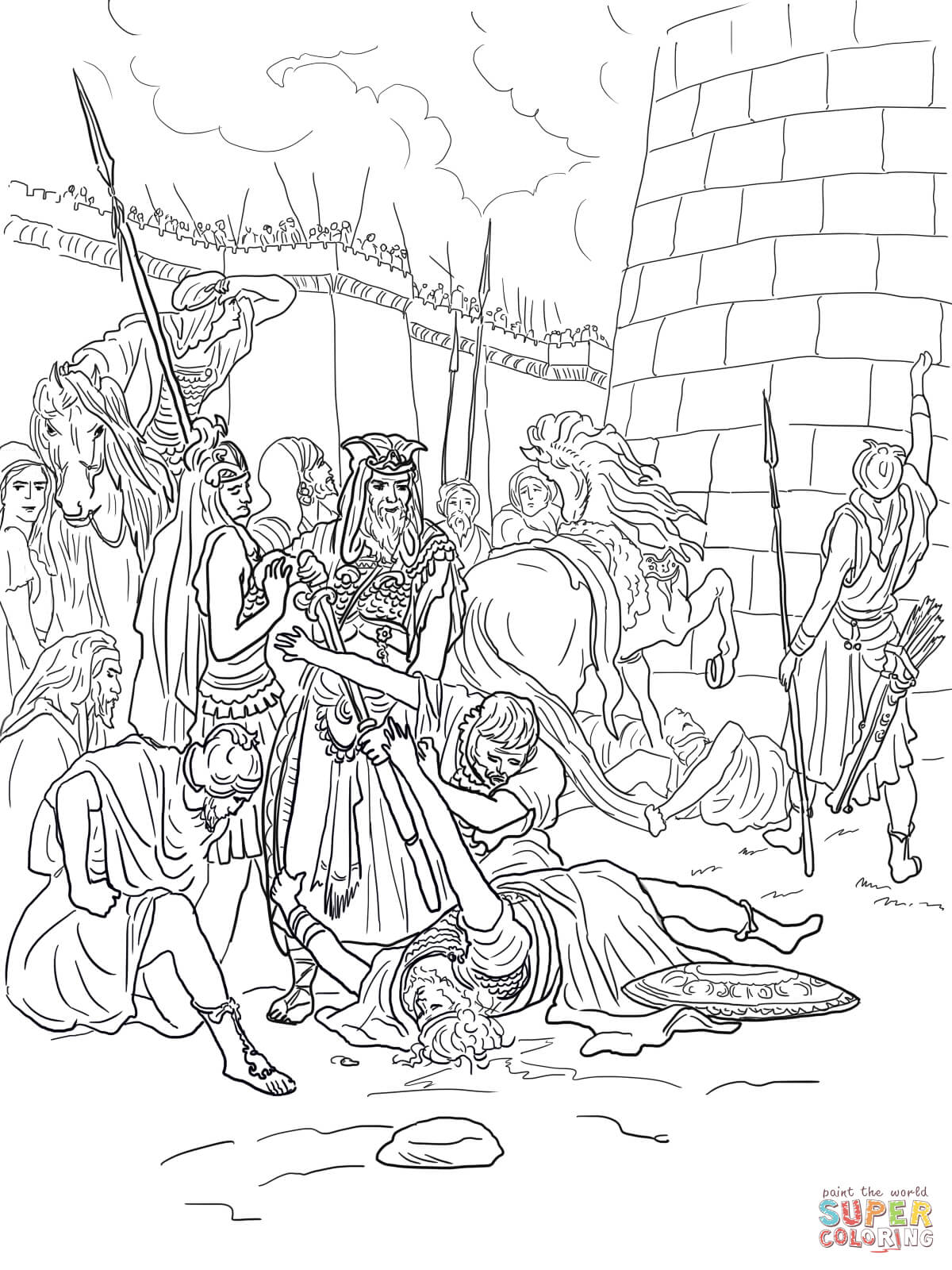 The Death of Abimelech coloring page | Free Printable Coloring Pages