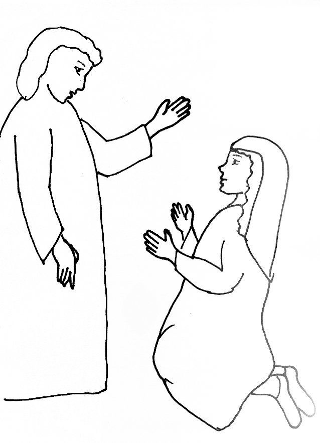 Bible Story Coloring Page for Angel Gabriel Visits Mary | Free ...