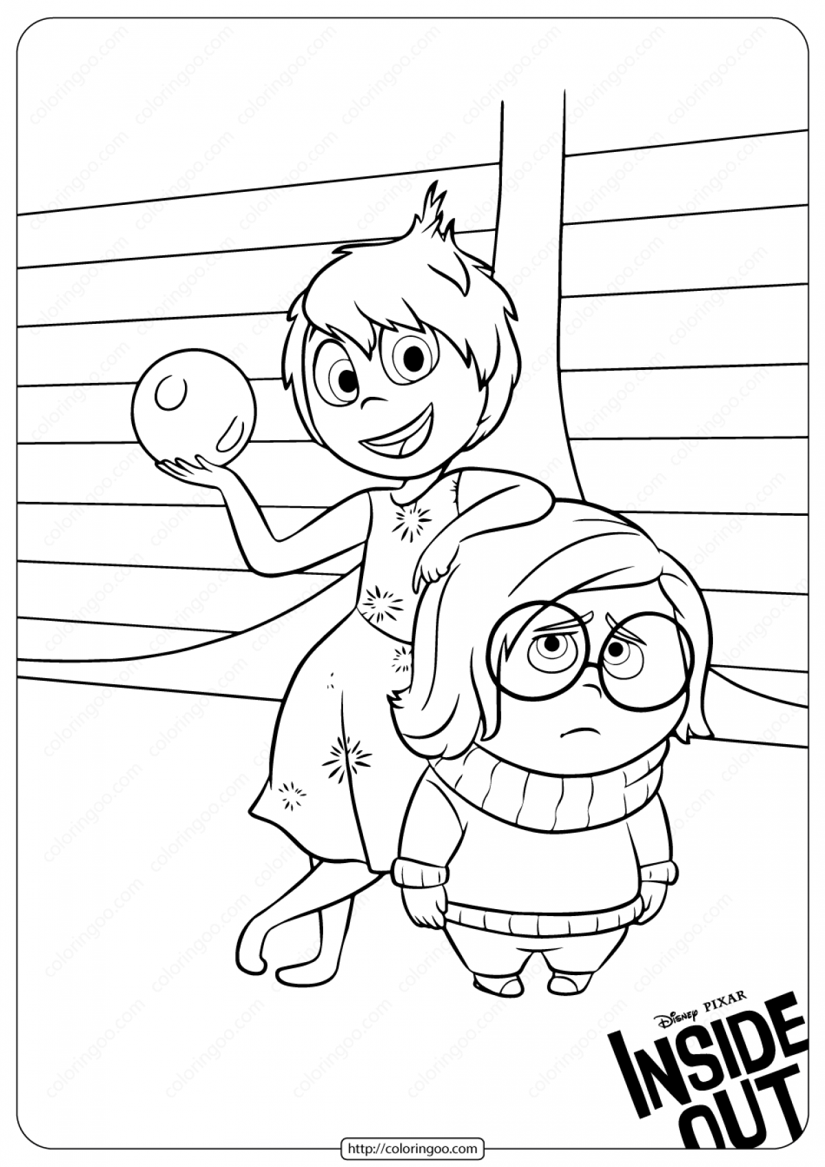 Printable Inside Out Joy and Sadness Coloring Pages
