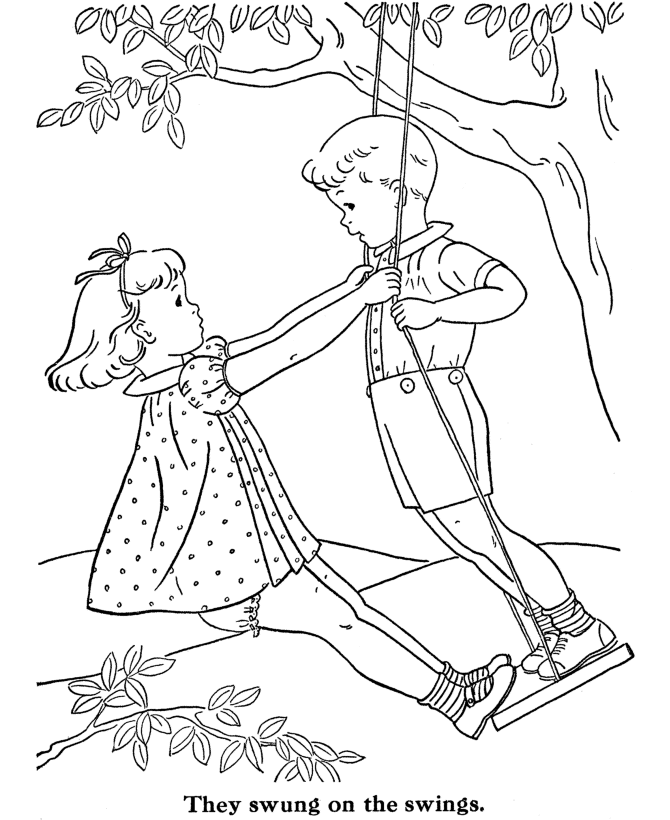BlueBonkers: Kids Coloring Pages - Tandem on the swing set - Free ...