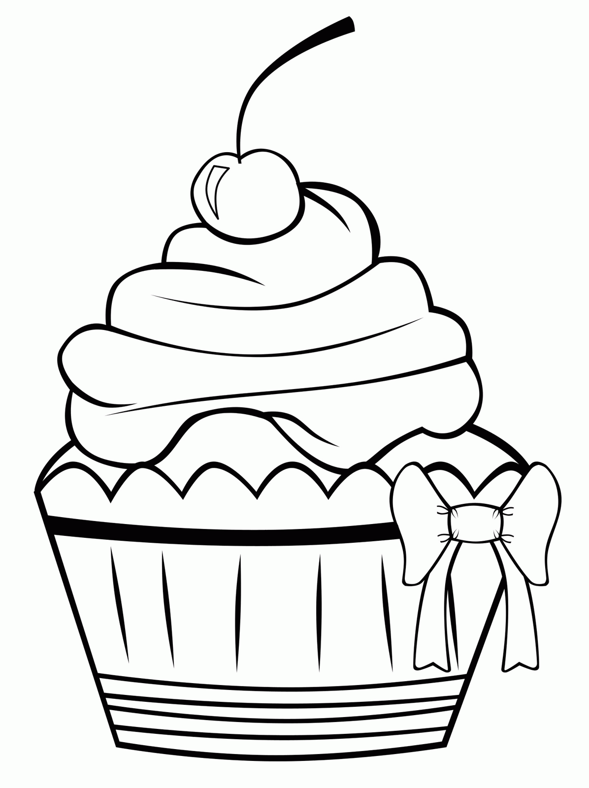 Printable Birthday Cupcake - Coloring Pages for Kids and for Adults