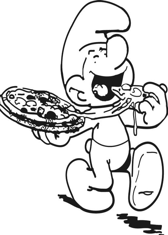 The Smurf Eat Pizza Coloring Pages | Cartoon coloring pages, Pizza coloring  page, Coloring pages
