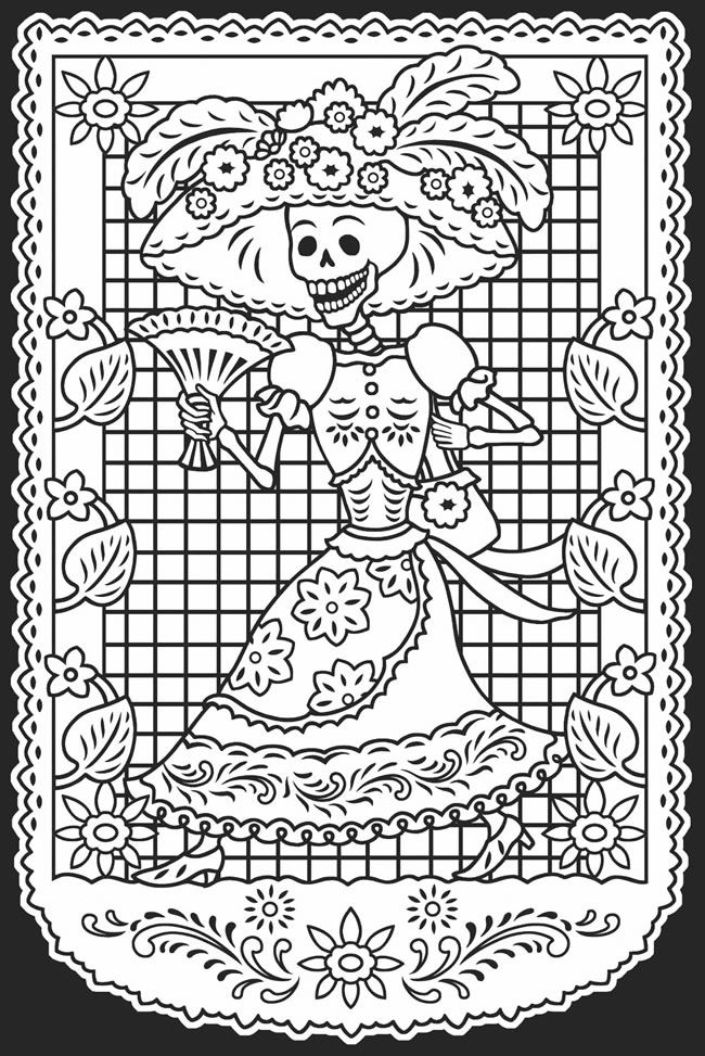 El Dia De Los Muertos Skulls Coloring Pages Coloring Home
