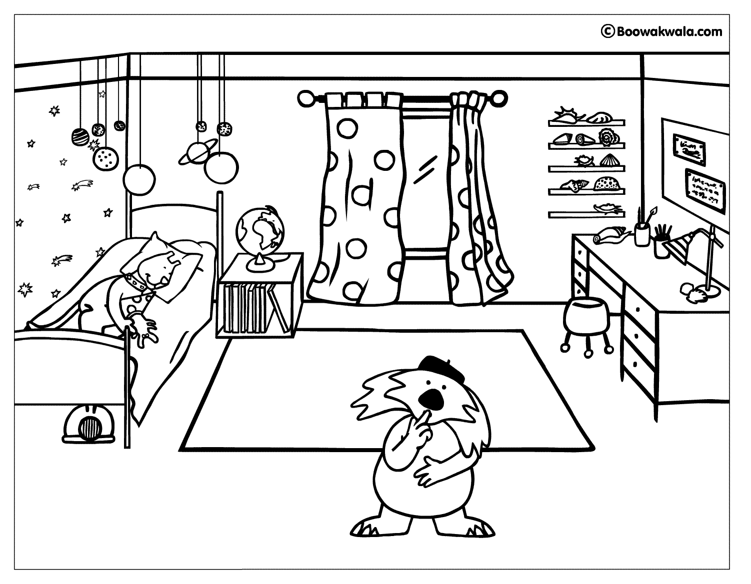 560 Simple Bedroom Interior Design Coloring Pages for Adult