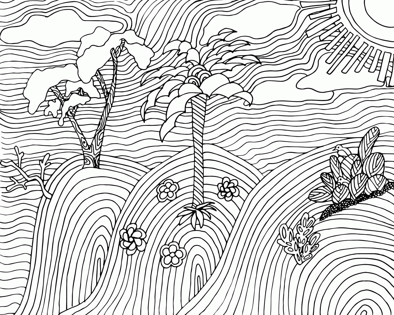 Landscapes Coloring Pages For Adults - Coloring Home