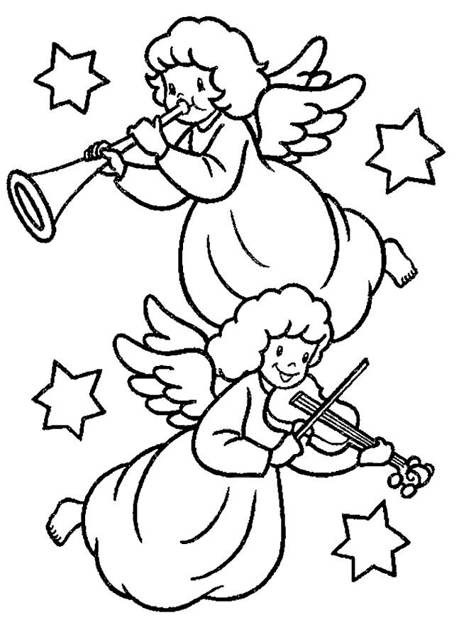 Christmas Angel Who Is Blowing The Trumpet Coloring Page ...
