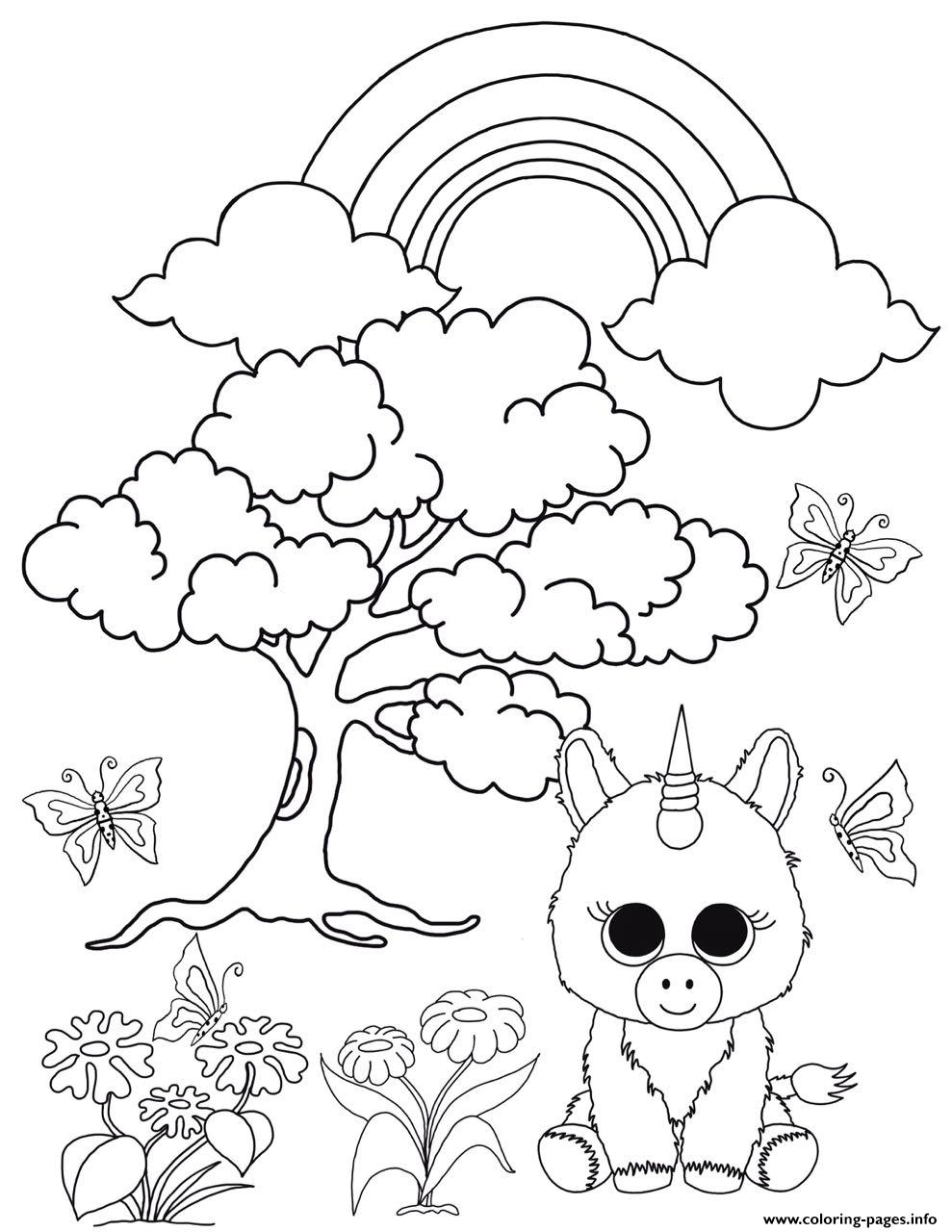 Unicorn Enchanted Forest Beanie Boo Coloring Pages Printable