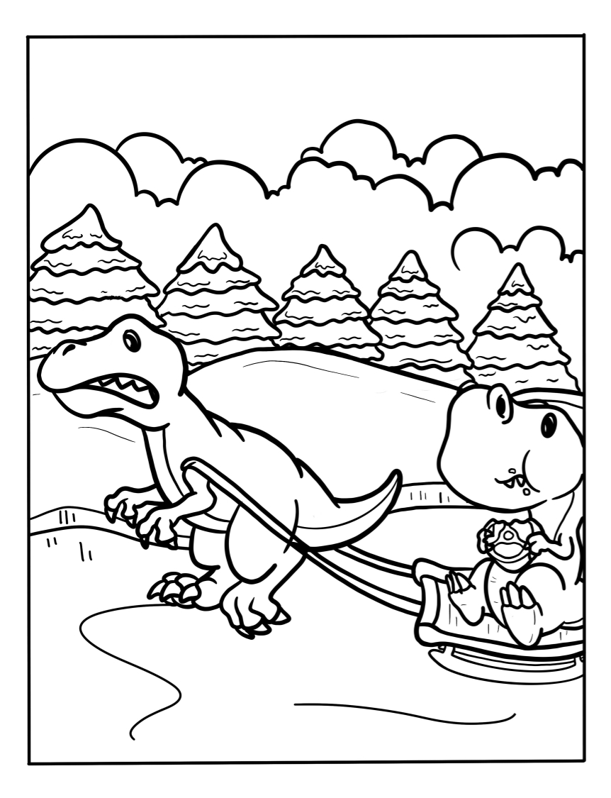 Coloring Pages for Winter - Printable And Free With Dinosaurs
