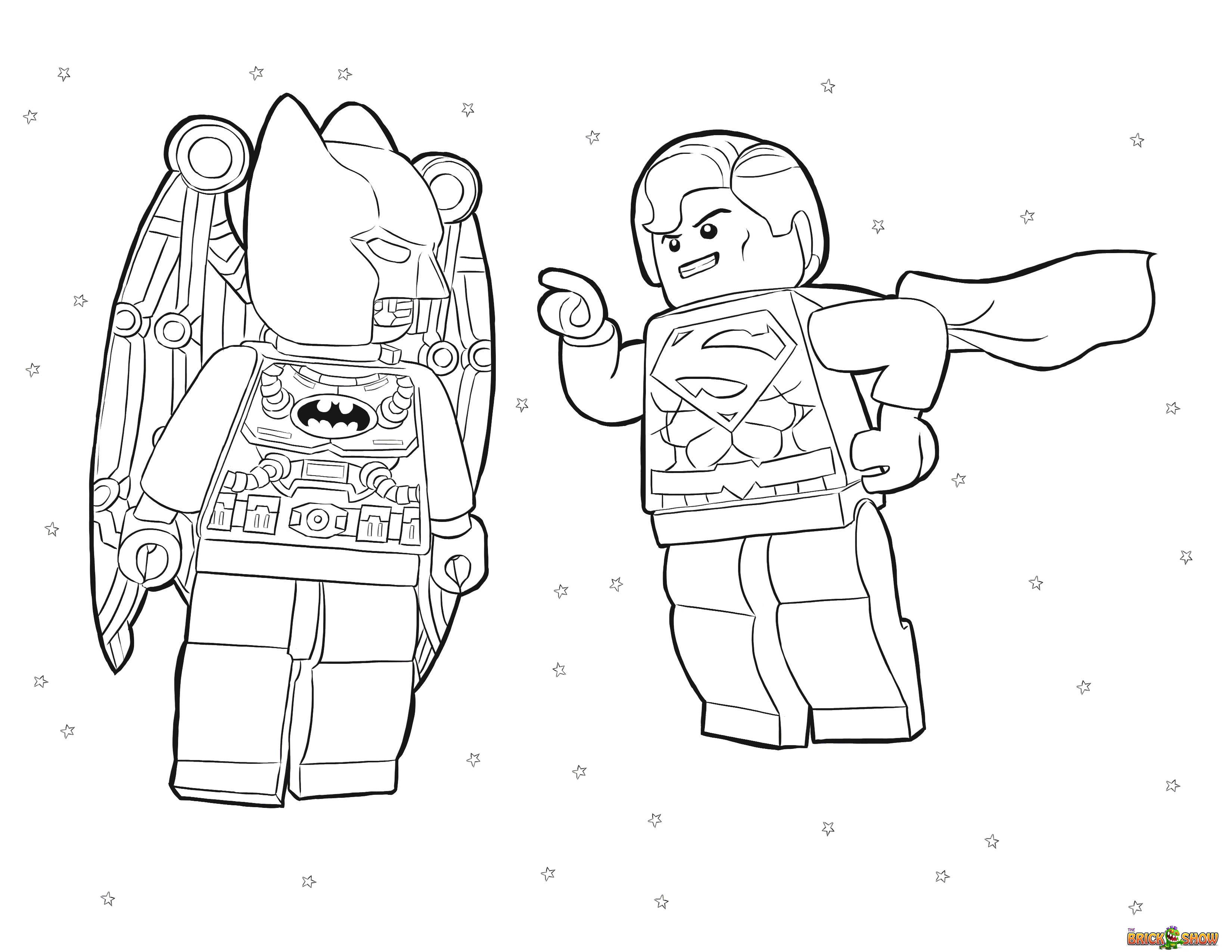 LEGO Superman and Batman in Space coloring page