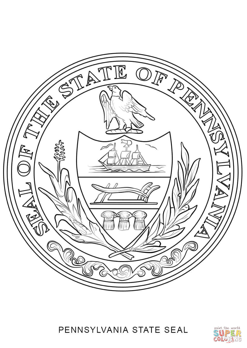 Massachusetts State Flag Coloring Page