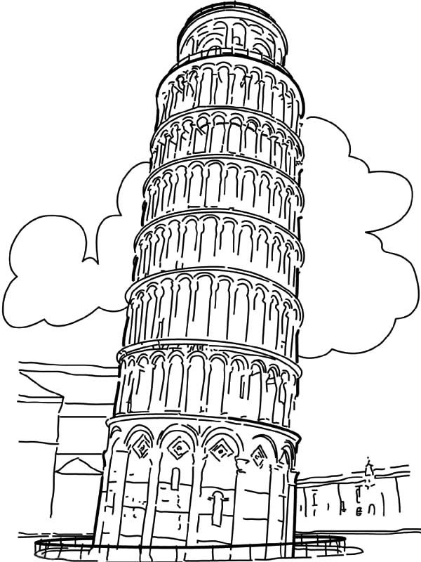 Worldwonders Leaning Tower of Pisa Coloring Pages : Batch Coloring