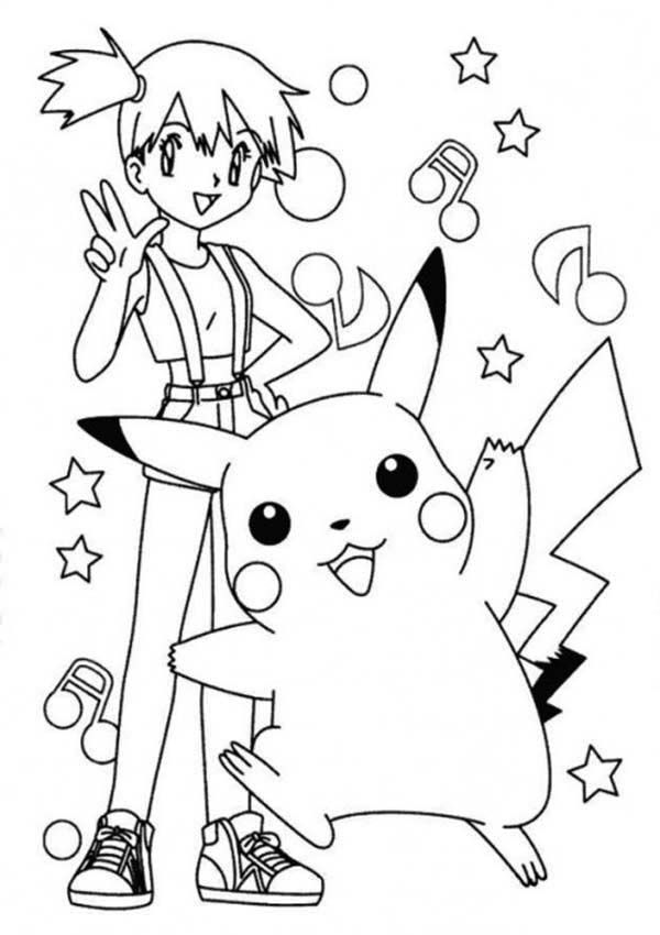 Pikachu and Misty Have a Good Time Together Coloring Page - Free ...