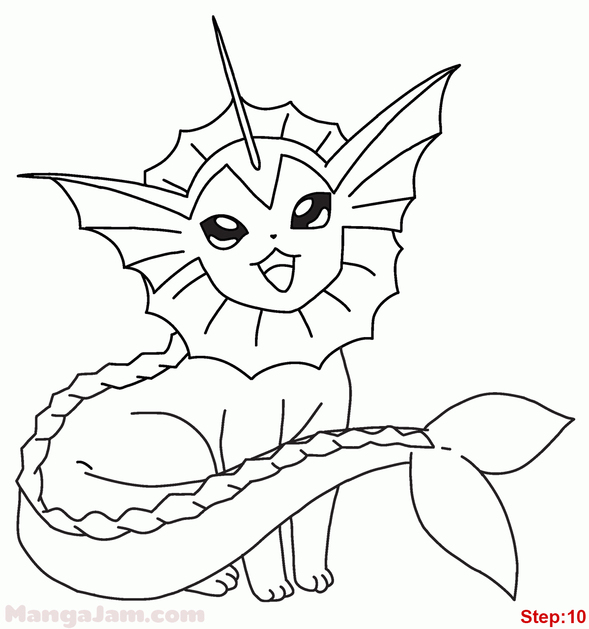 How To Draw Vaporeon From Pokemon How To Draw Manga 3d Coloring Home