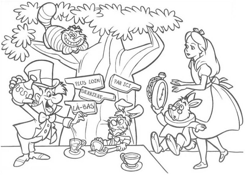 Mad Hatter Having Tea Party Coloring Page: Mad Hatter Having Tea Party  Coloring Page | Coloring pages, Mad hatter tea party, Wonderland party  printables