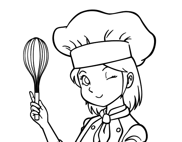 Girl-chef coloring page - Coloringcrew.com