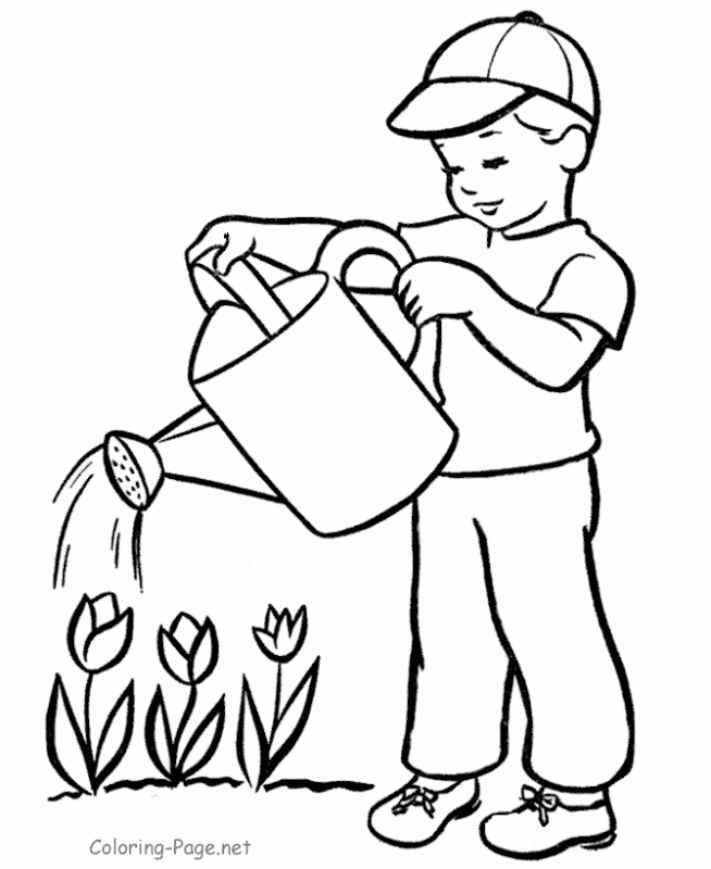 water the plants coloring - Clip Art Library