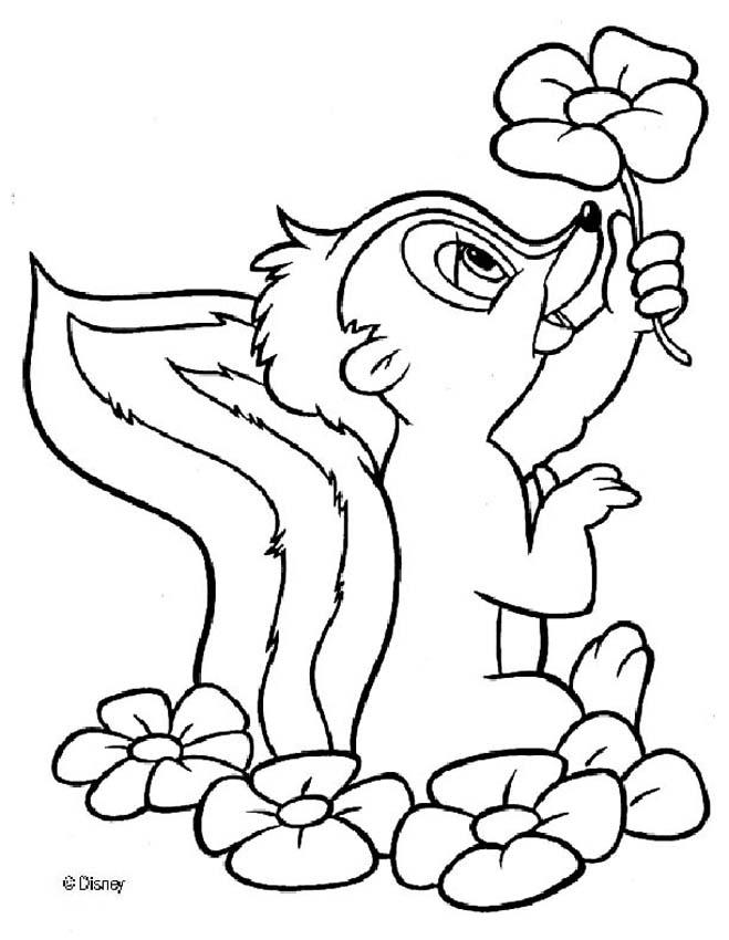Bambi Flower Skunk Coloring Pages - Coloring Pages For All Ages