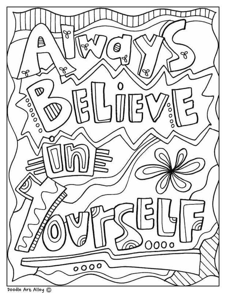 Always Believe in Yourself Inspirational Coloring Page - Classroom ...
