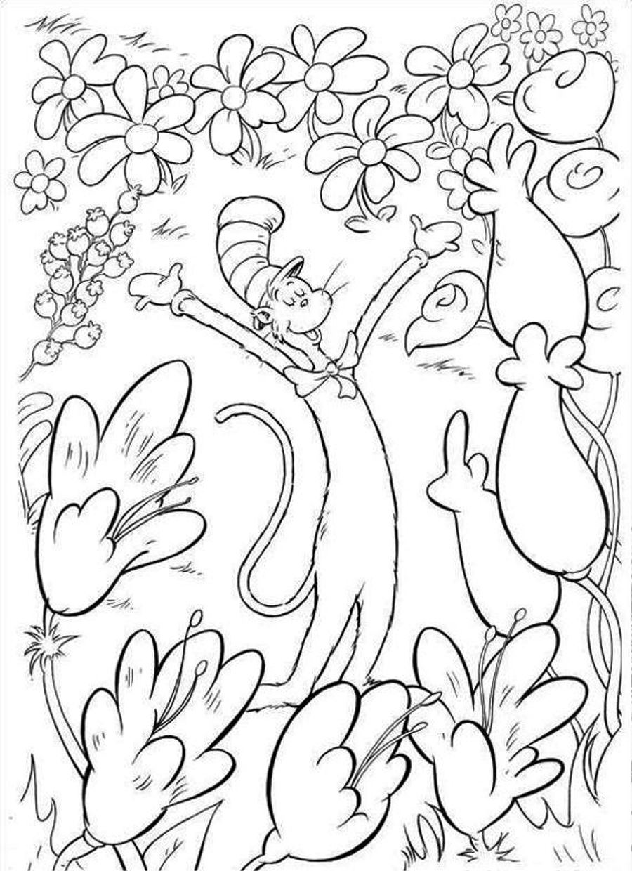 8 Pics of Dr. Seuss Cat In The Hat Coloring Pages - Free Printable ...