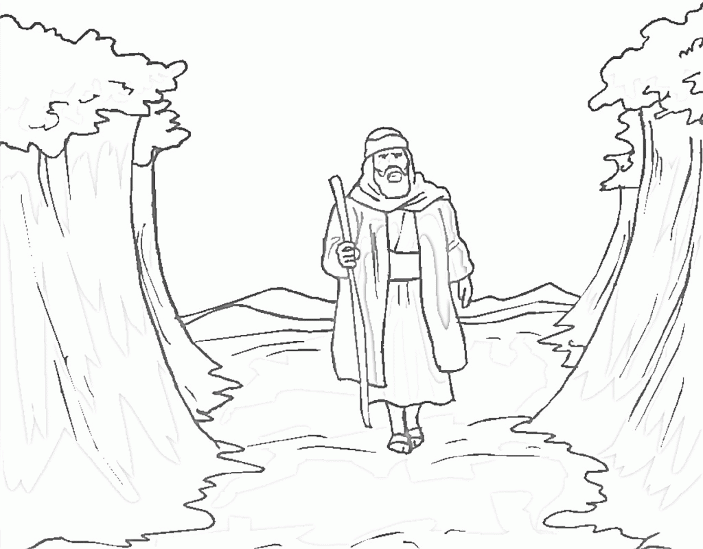 539 Simple Moses Parting The Red Sea Coloring Page with Printable