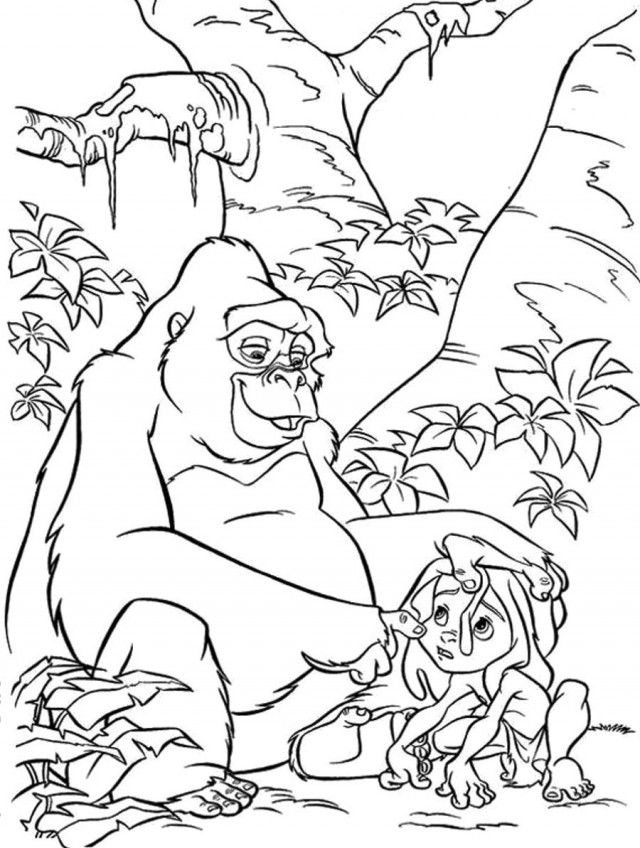 King Kong Coloring Pages Tarzan Kid With Kingkong Coloring Page 