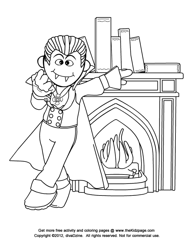 Cartoon Vampire, Halloween - Free Coloring Pages for Kids 