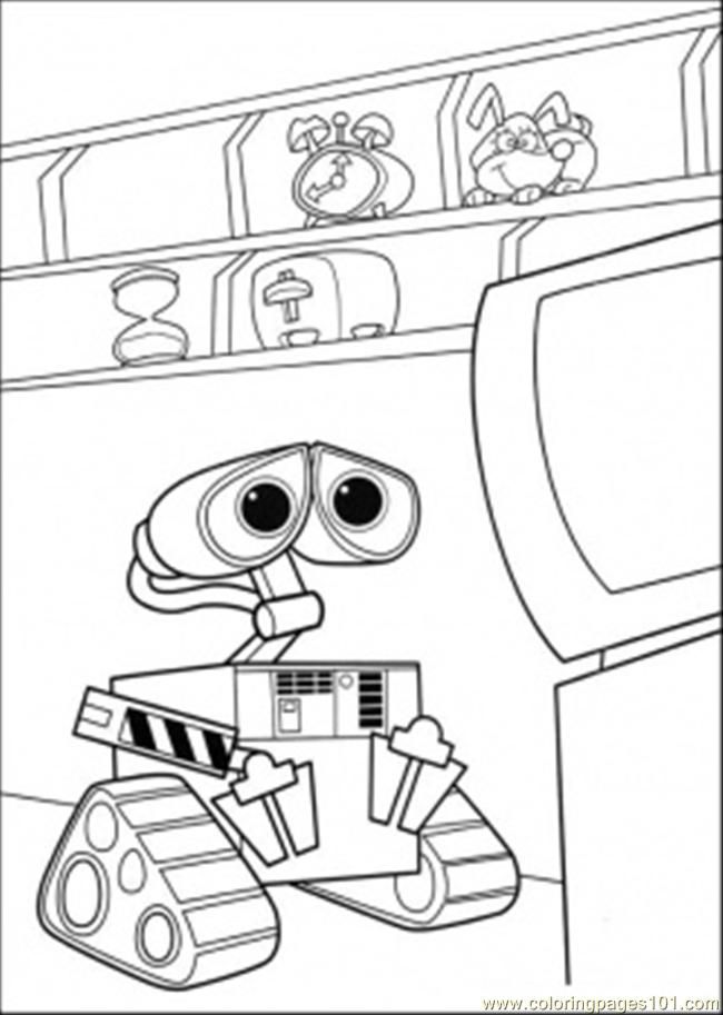 Coloring Pages Lonely Wall E In His House (Cartoons > Wall-E 