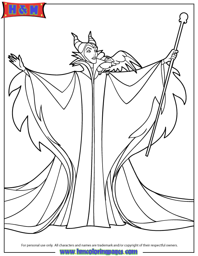 Walt Disney Sleeping Beauty Villain Maleficent Coloring Page | HM 