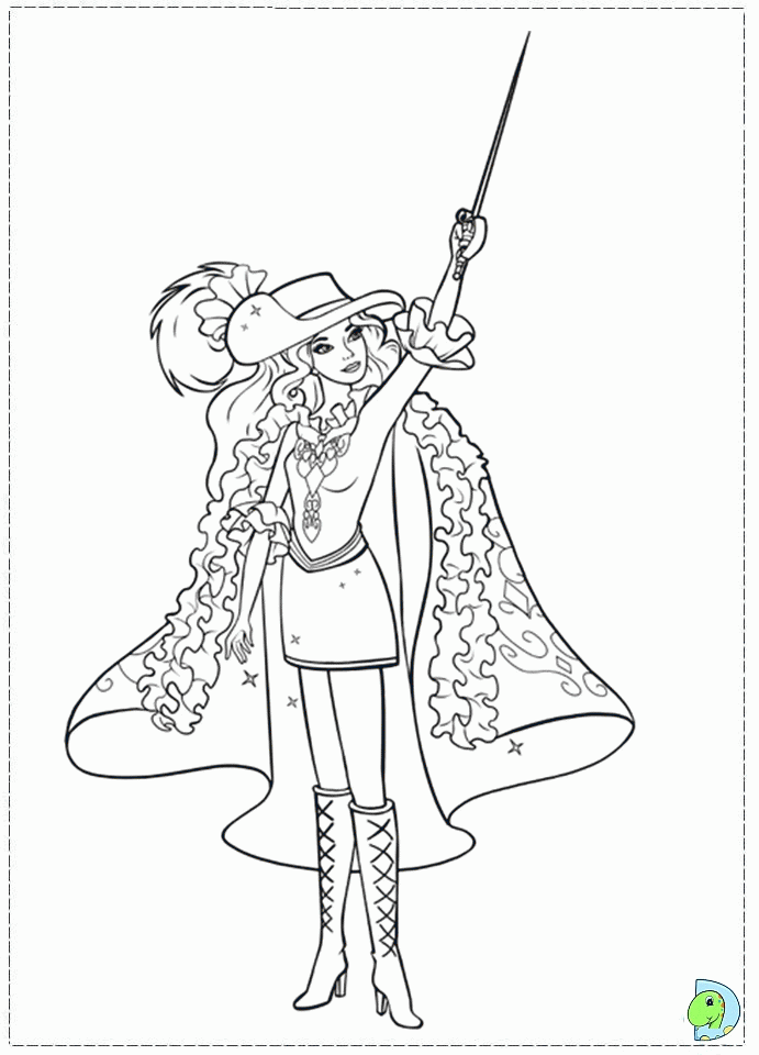 three musketeers Barbie Colouring Pages