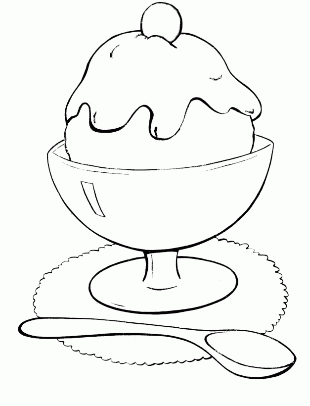 Ice Cream Is In A Scoop And Glass Coloring Pages - Cookie Coloring 