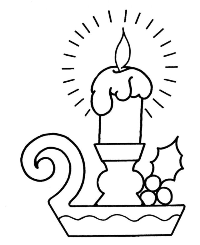 Download Christmas Candle Merry Christmas Coloring Page | Laptopezine.