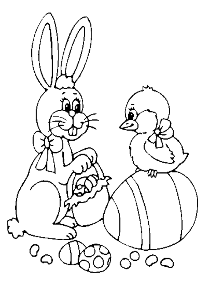 Free Easter Bunny with Chick Coloring Sheet - Homeschool Helper
