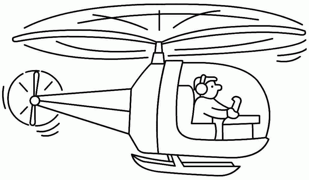 Cartoon Helicopter Coloring Pages For Kids 