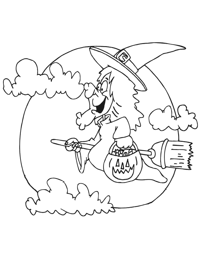 Coloring Page Flying Witch Coloring Page Pumpkin Family Coloring 