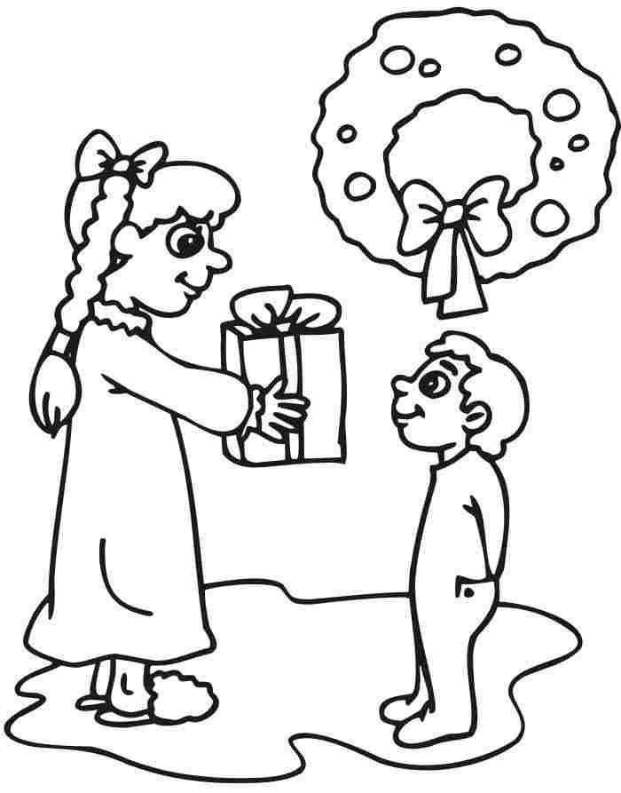 Colouring Pages Christmas Present Free Printable For Preschool #