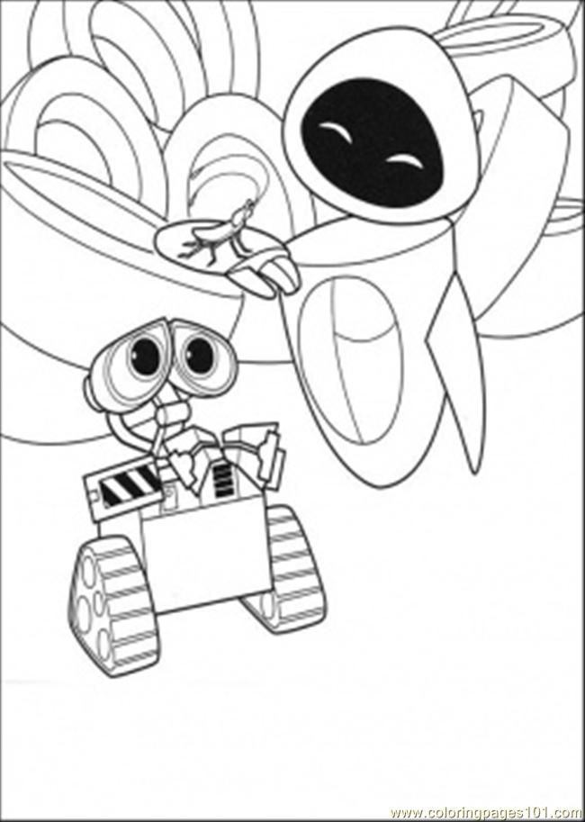 Coloring Pages Eva With Cockroach (Cartoons > Wall-E) - free 