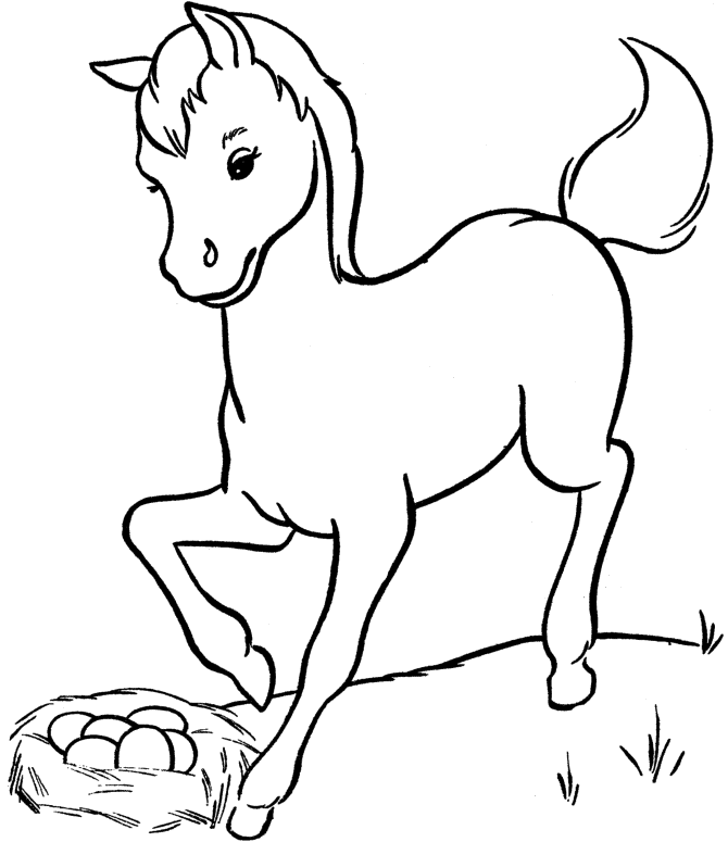 Horse Looking Egg Coloring Pages - Horse Coloring Pages : iKids 