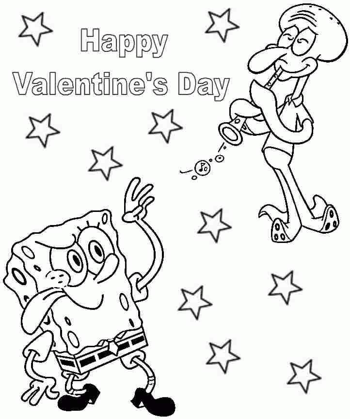 Spongebob Valentine Colouring Sheets Printable For Kids & Boys 9675#