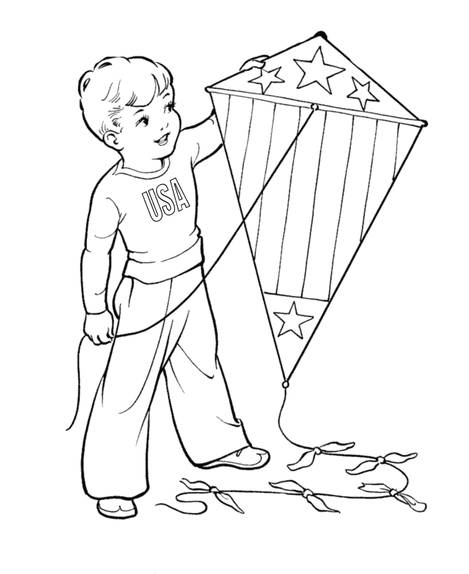 Kite Flying Coloring Pages - Coloring Home