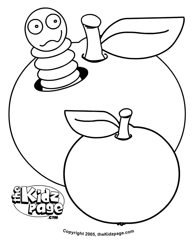 Cartoon Worm In An Apple Free Coloring Pages For Kids