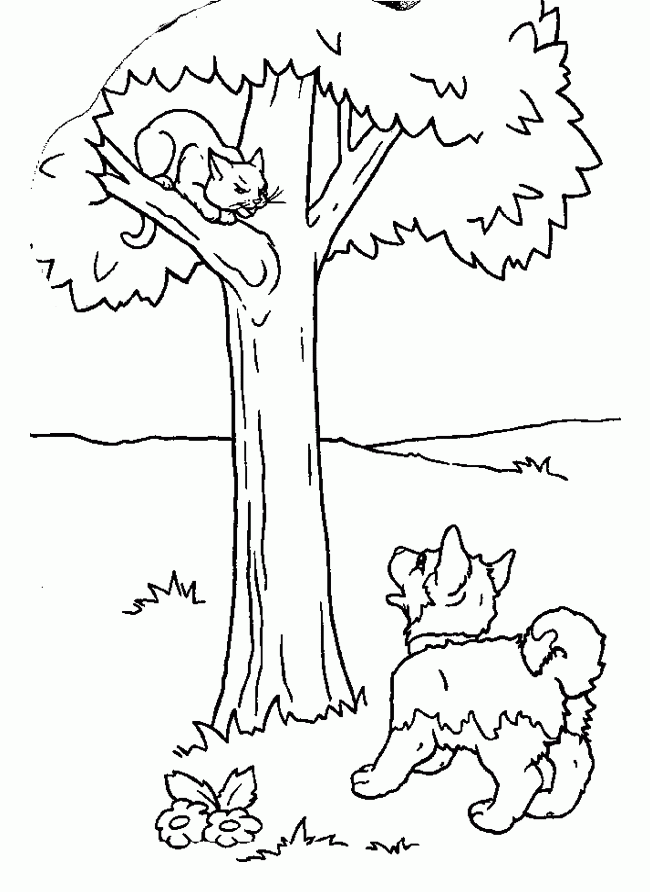 Puppies Coloring Pages : Puppies And Kittens Coloring Page Kids 