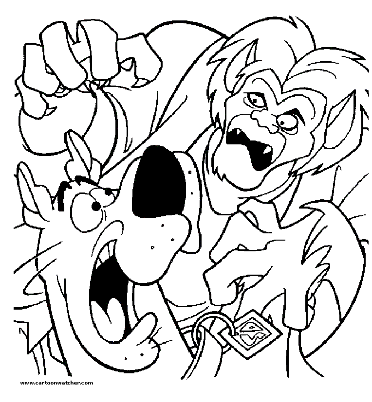 Doo Coloring Pages Scooby Scared Scooby Doo And Werewolf Coloring Page