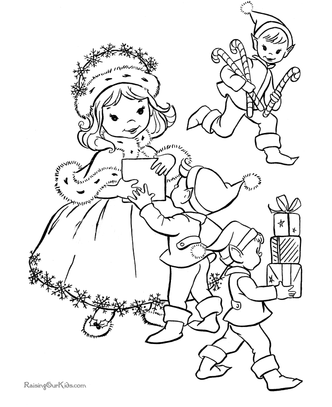 Christmas Elves Coloring Pages