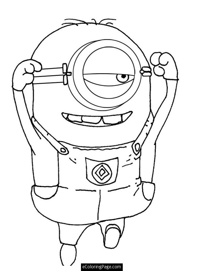 Despicable Me 2 One Eye Minion Coloring Page for Kids 