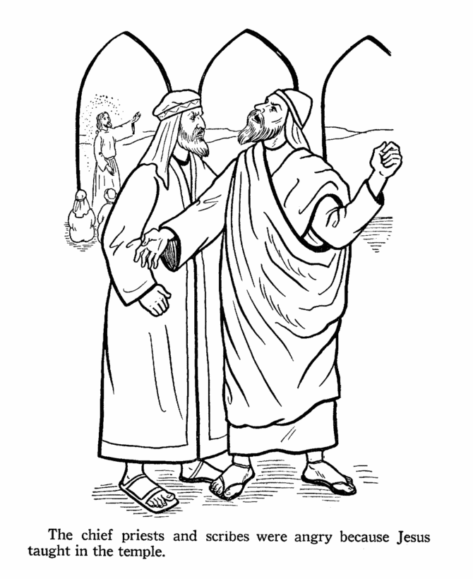 620 Cartoon Jesus Teaching In The Synagogue Coloring Page with Animal character