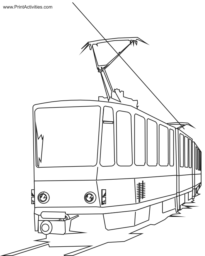 Electric Train Coloring Page | Cartoon Passenger Car & Cat - Coloring Home