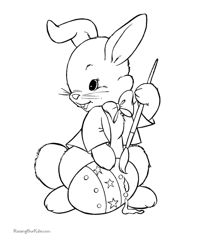 Bunny and 3 Eggs Coloring Pages - Bunny Coloring Pages : iKids 
