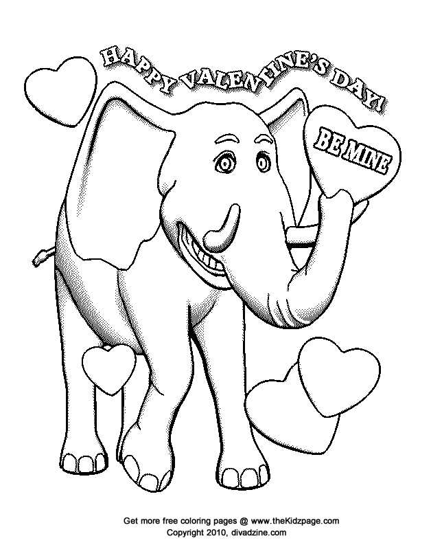 valentine elephant Colouring Pages (page 2)