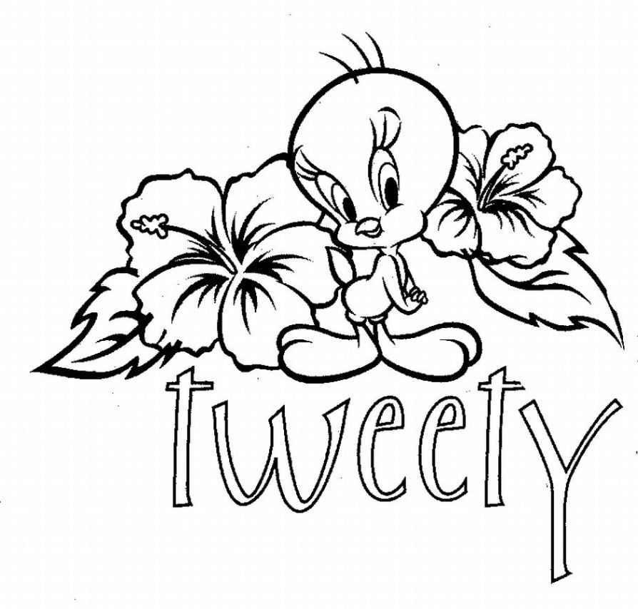 Tweety Bird With Flowers Coloring Pages - Tweety Bird Coloring 